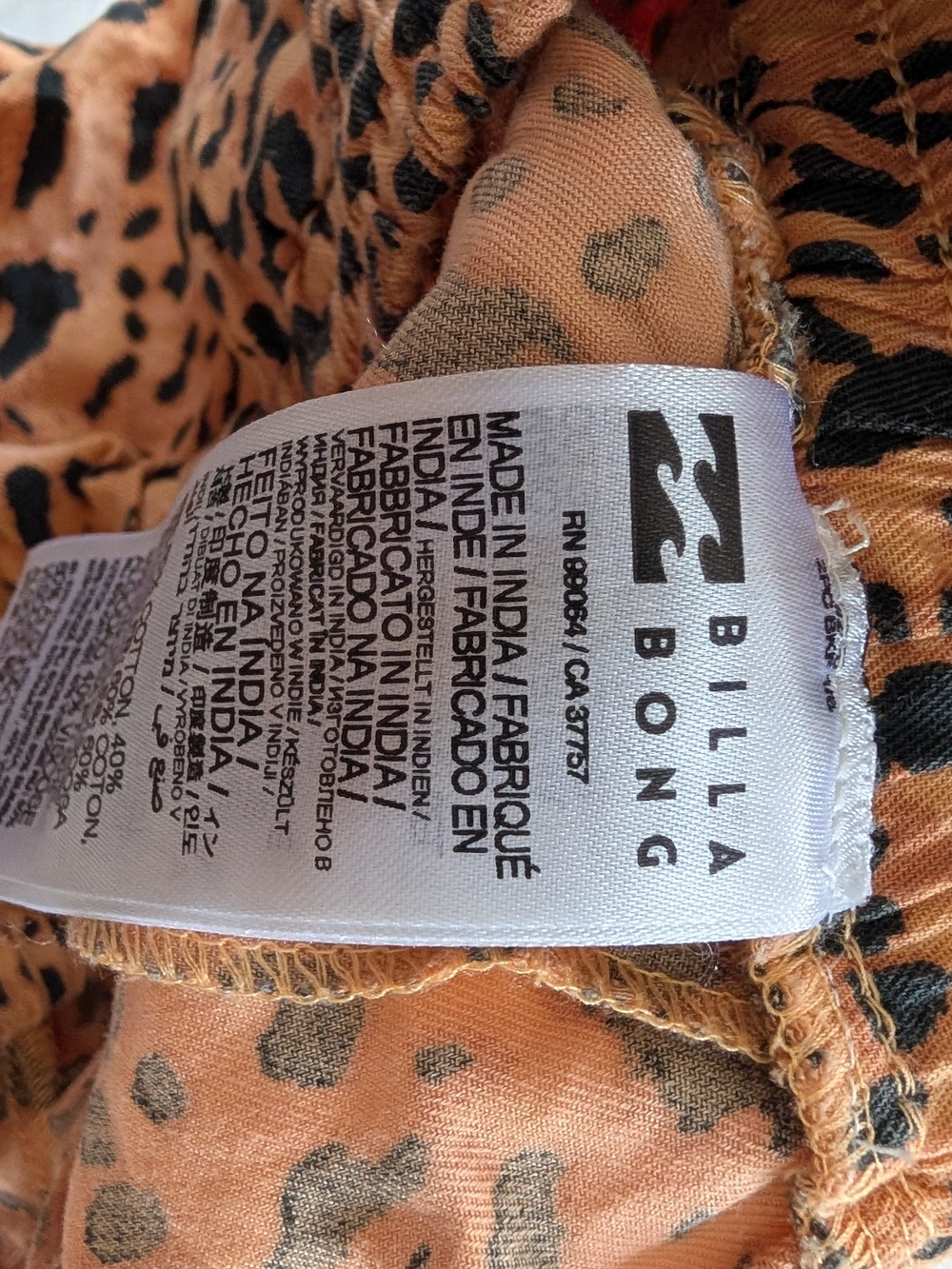 Billabong Leopard Print Tan and Black Women's Shorts - Picture 4 of 4